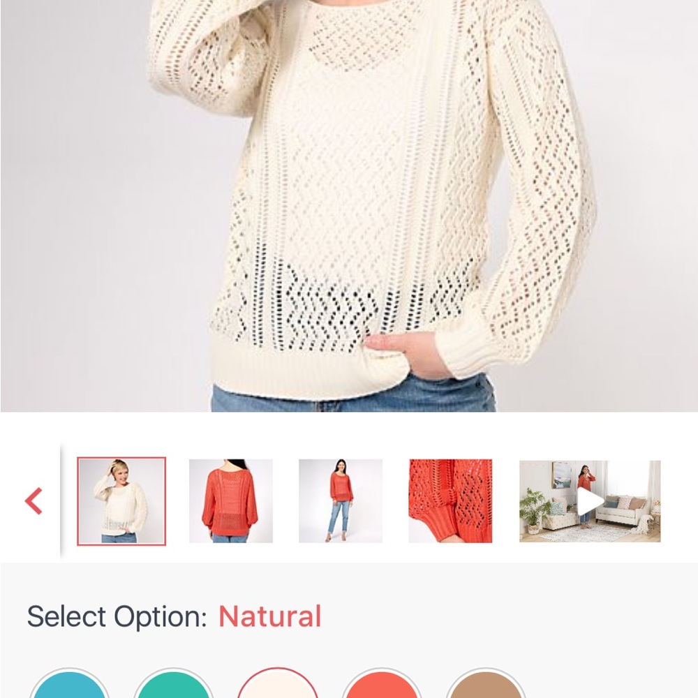 Candice Cameron Bure Pointelle pull over novelty sweater